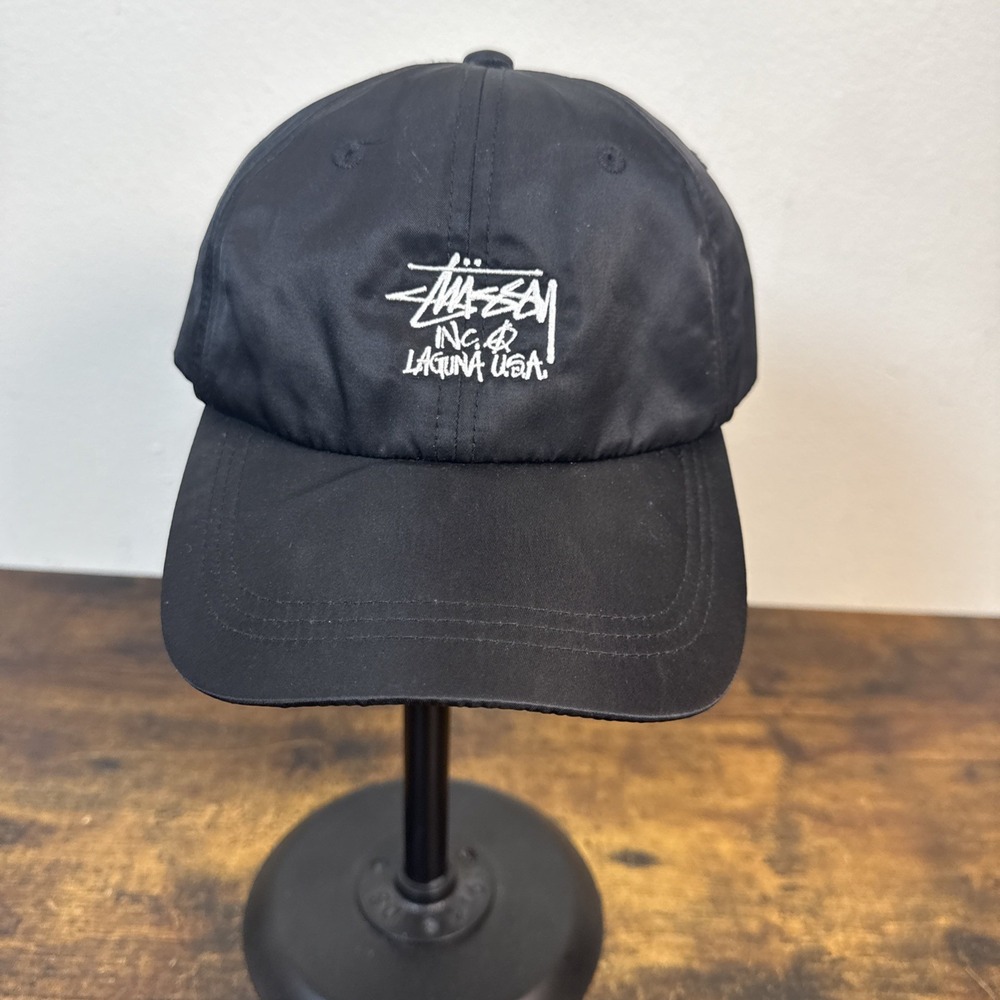 Stussy Laguna Cap Satin  Black Strapback One Size OS Streetwear Hat EUC